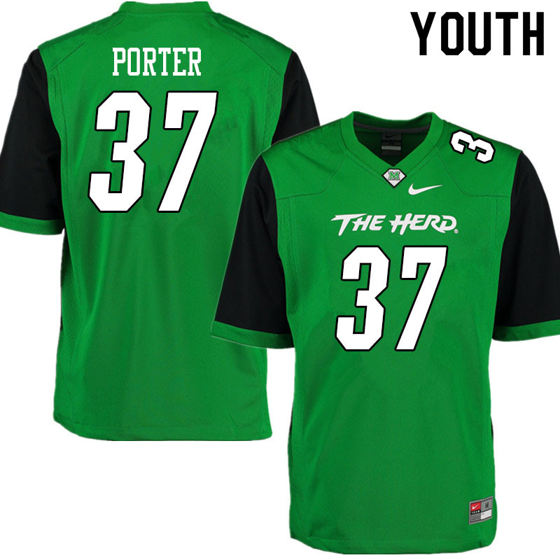 Youth #37 Zane Porter Marshall Thundering Herd College Football Jerseys Sale-Gren - Click Image to Close